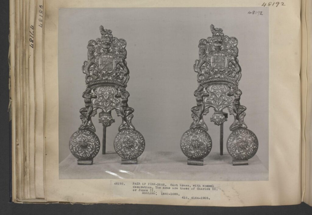 Pair of firedogs attributed to Anthony Hatch and Stephen Pilcherd, Victoria & Albert Museum London