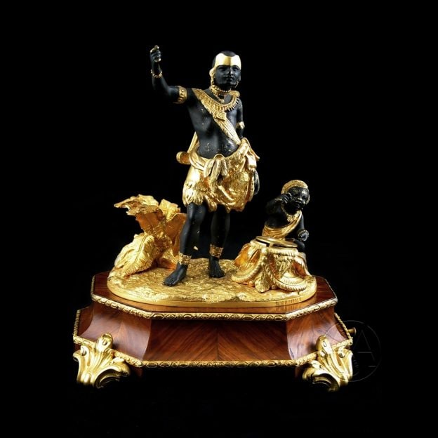 Чернильница из позолоченной бронзы и патинированной бронзы эпохи Луи-Филиппа