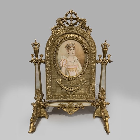 A Palais Royale Gilt-Bronze and Mother of Pearl Toilet Mirror