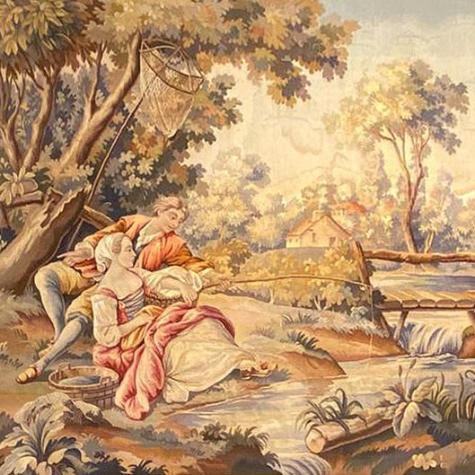 Une tapisserie d'Aubusson représentant une scène pastorale