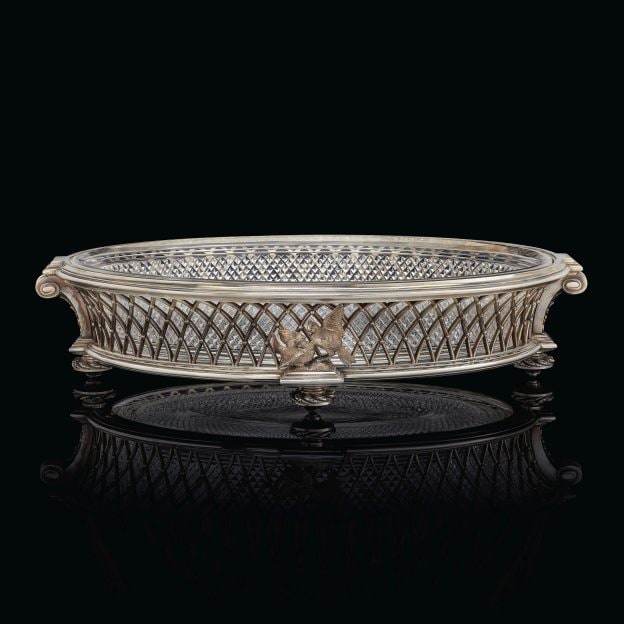 An Elegant Cut-Crystal and Silver-Plated Centrepiece