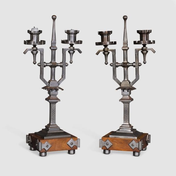 An Unusual Pair of English Aesthetic Style Candelabra