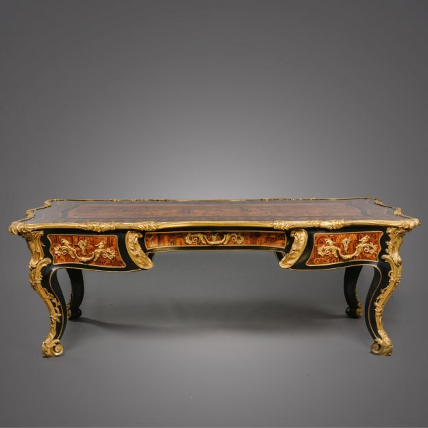 A Magnificent and Very Rare Régence Style Marquetry Inlaid Grand Bureau Plat