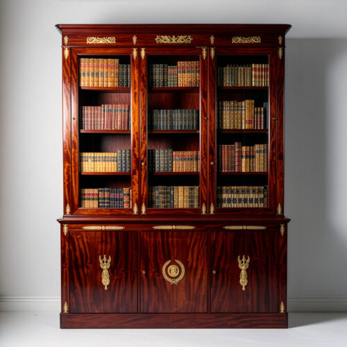A Fine Gilt-Bronze Mounted Mahogany Empire Library Bookcase