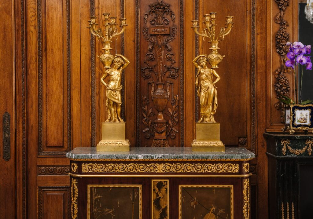 A Magnificent and Highly Important Pair of Gilt-Bronze Figural Empire Period Candelabra. French, Circa 1815.  