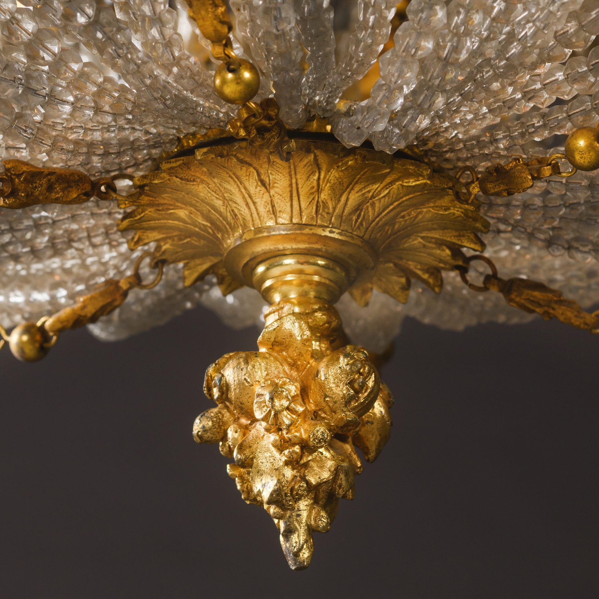 A Fine Louis XVI Style Cut Crystal Tent and Frame Chandelier - Image 4