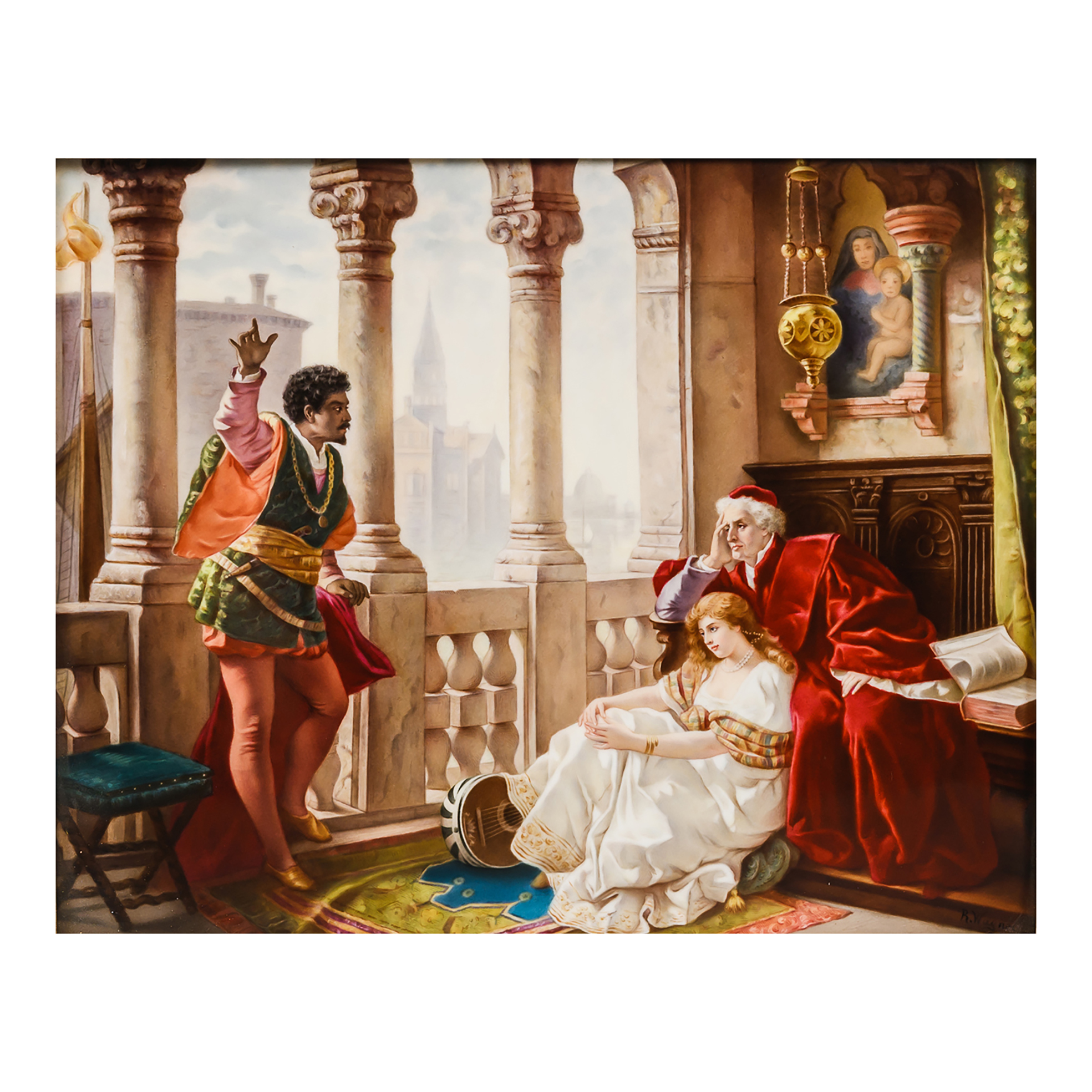 Image of ‘Othello Relating His Adventures to Desdemona’ - A Fine Berlin (KPM) Porcelain Plaque After Carl Ludwig Friedrich Becker