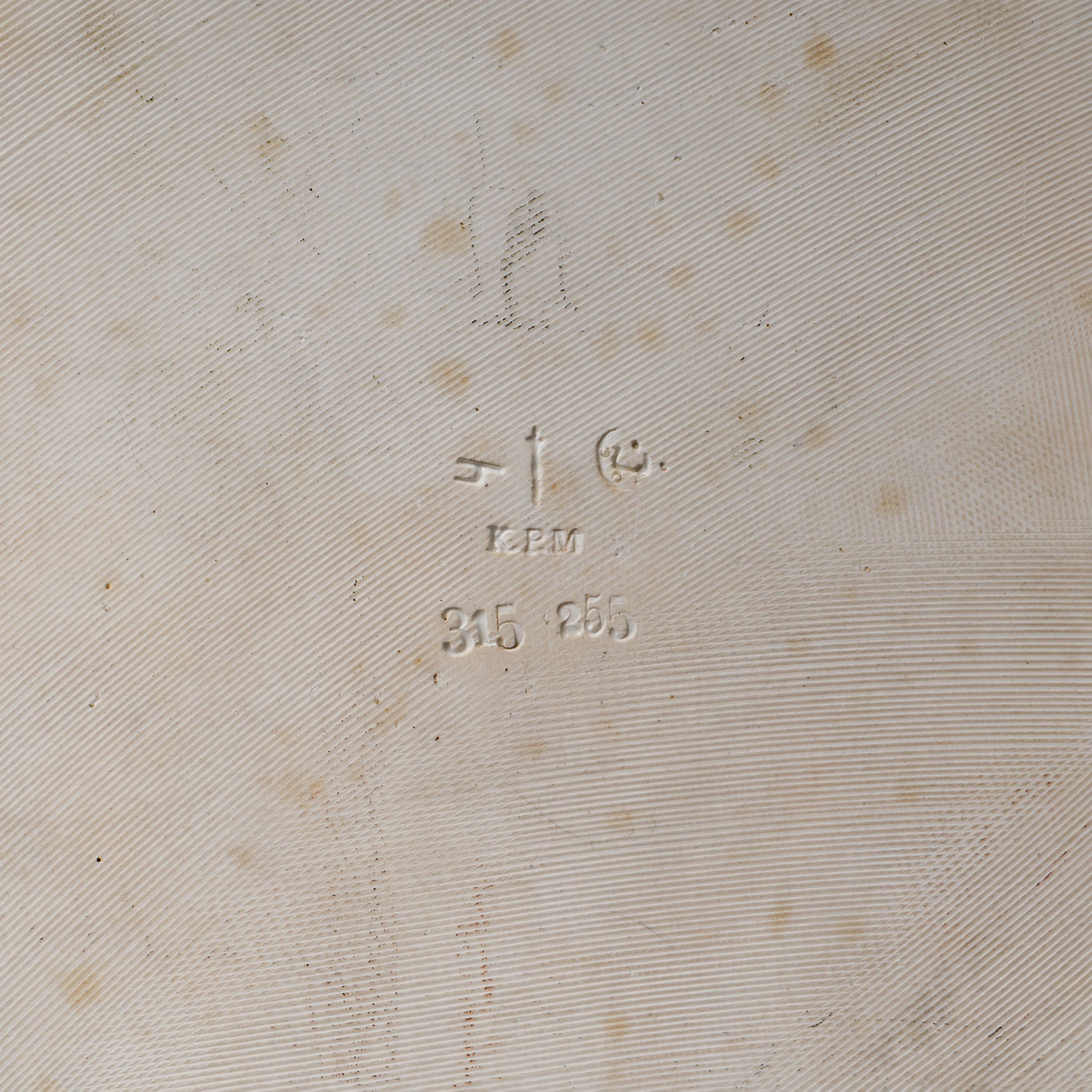 Reverse of the porcelain plaque bearing the impressed KPM (Königliche Porzellan-Manufaktur) factory mark.