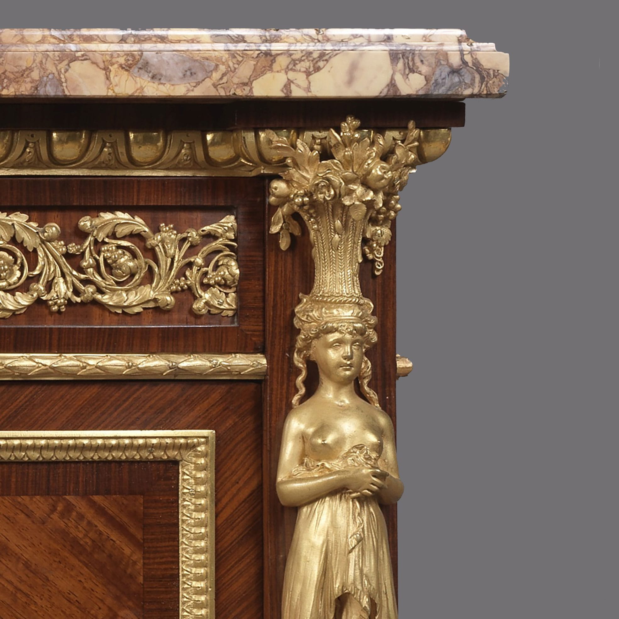 A Fine Louis XVI Style Gilt-Bronze Mounted Five Drawer, Marble Top Chiffonier - Image 3