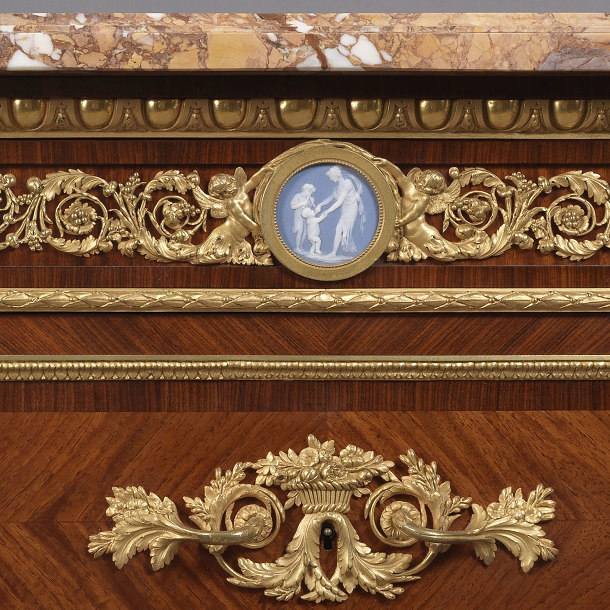 A Fine Louis XVI Style Gilt-Bronze Mounted Five Drawer, Marble Top Chiffonier - Image 2