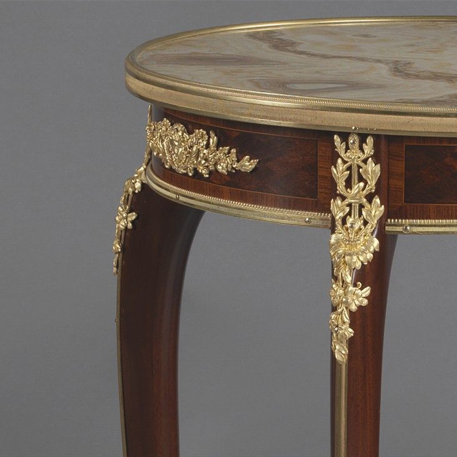 A Fine Louis XV Style Parquetry Gueridon With a Rare Alabastro Fiorito Marble Top - Image 2