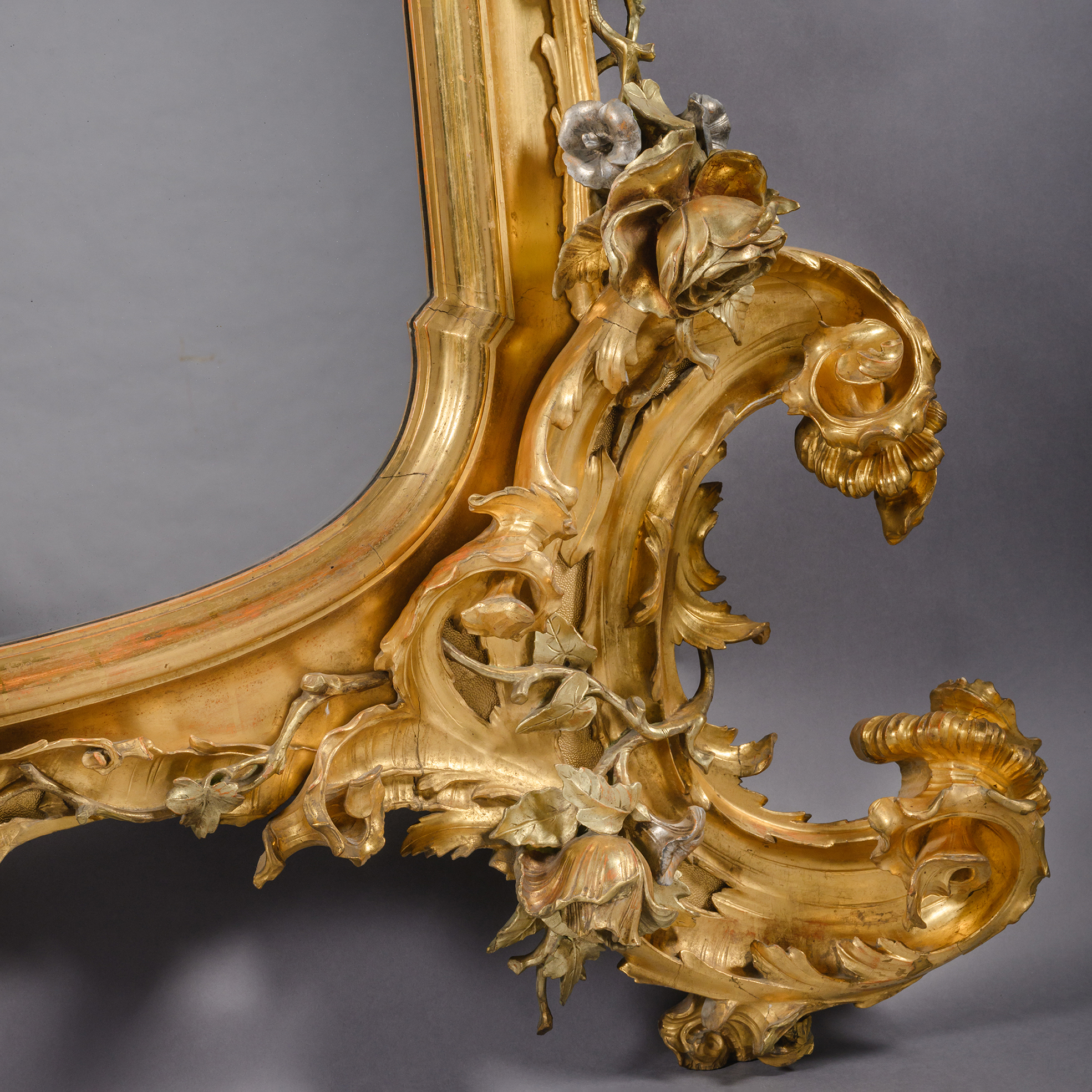 A Large Rococo Style Carved Giltwood And Silver-Gilt Varnished (‘Mecca’) Mirror - Image 7