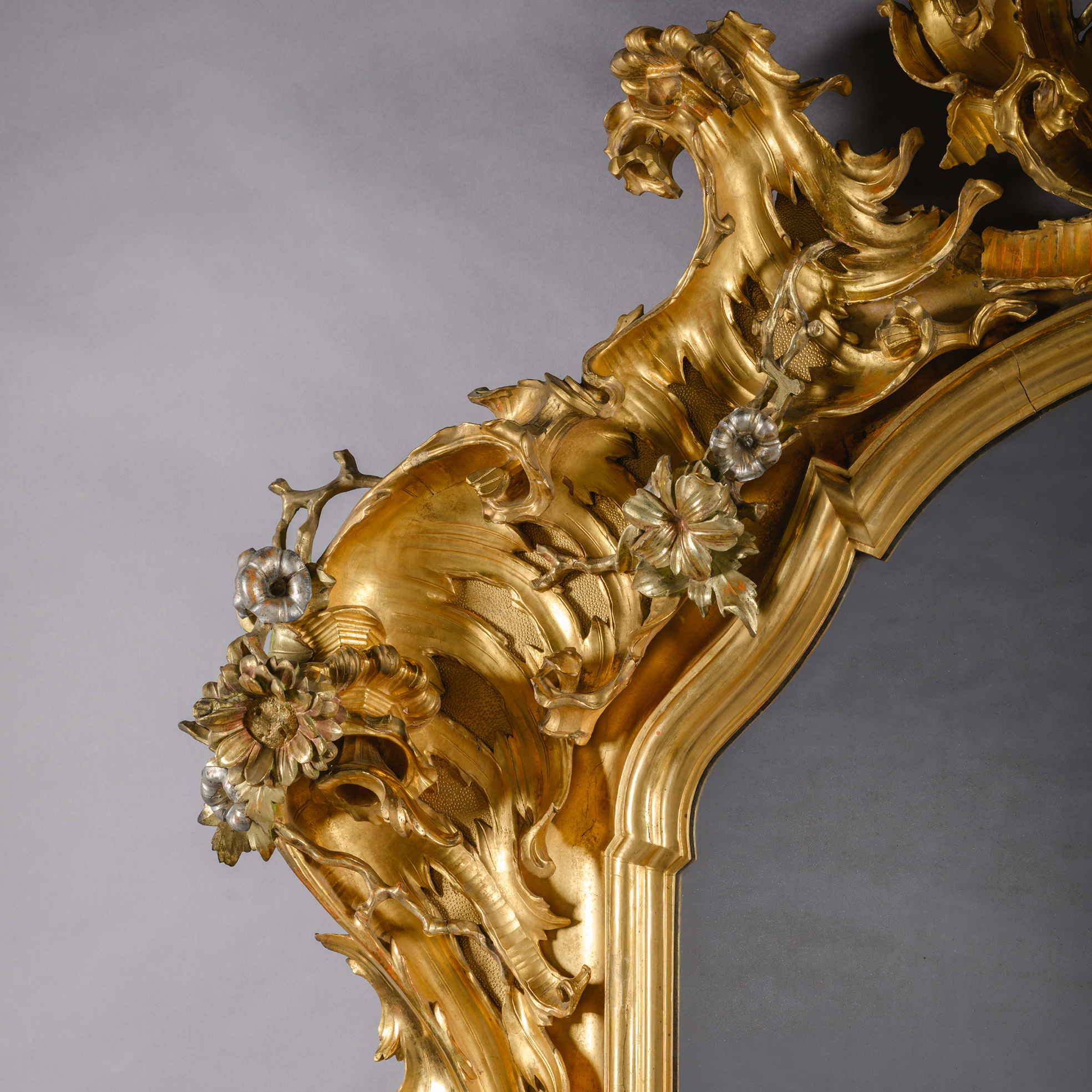 A Large Rococo Style Carved Giltwood And Silver-Gilt Varnished (‘Mecca’) Mirror - Image 4