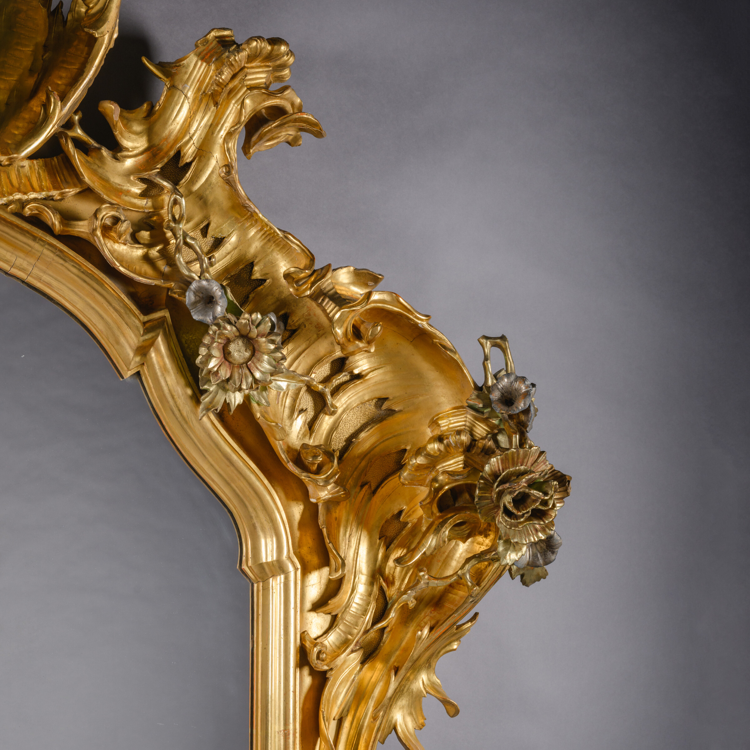 A Large Rococo Style Carved Giltwood And Silver-Gilt Varnished (‘Mecca’) Mirror - Image 5
