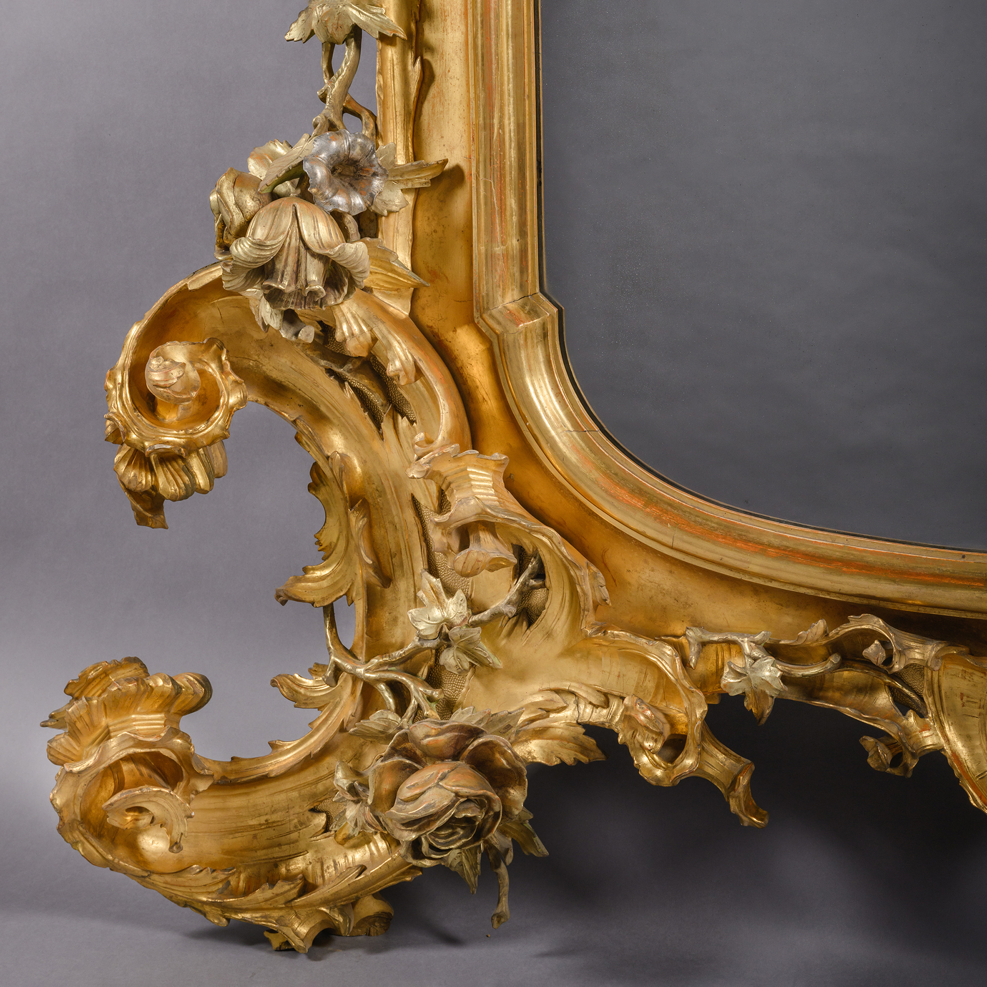 A Large Rococo Style Carved Giltwood And Silver-Gilt Varnished (‘Mecca’) Mirror - Image 6