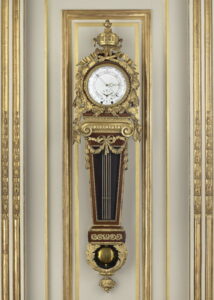 Robert Robin and workshop of Martin Carlin, Cartel-baromètre, circa 1780, mahogany and gilt bronze, Musée du Louvre, Paris, inv. OA 6878.