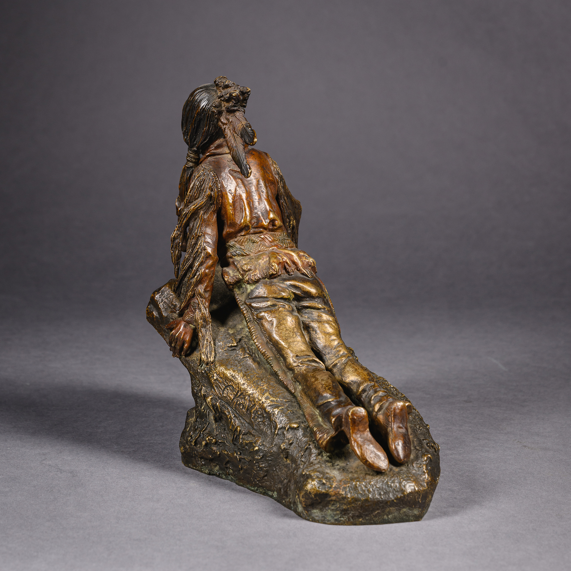 A Fine Patinated bronze Figure of A Native American Scout - Image 3