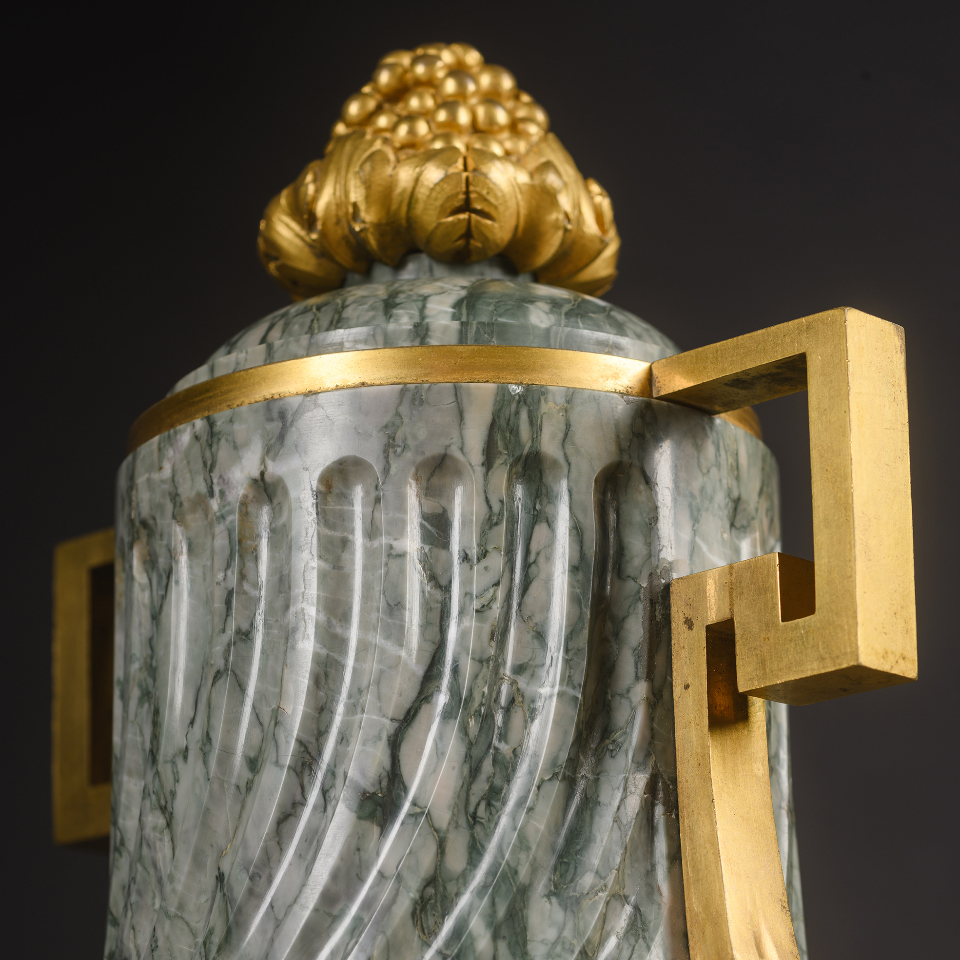 Pair of Gilt-Bronze Mounted Green Cipollino Marble Vases, French Circa 1890