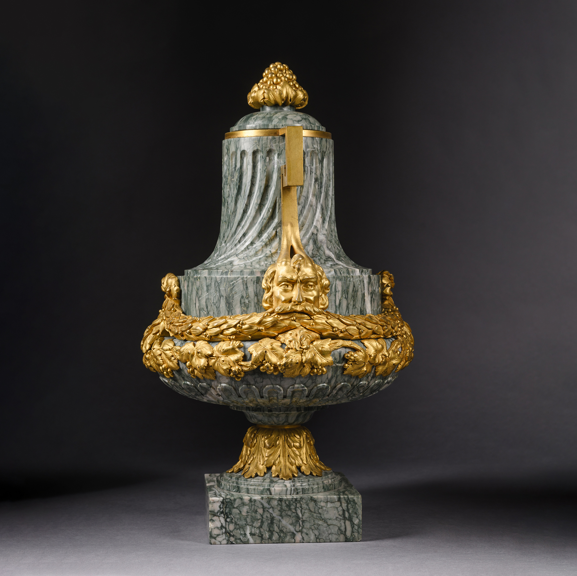 A Pair Of Louis XVI Style Gilt-Bronze Mounted Green Marble Vases - Image 5