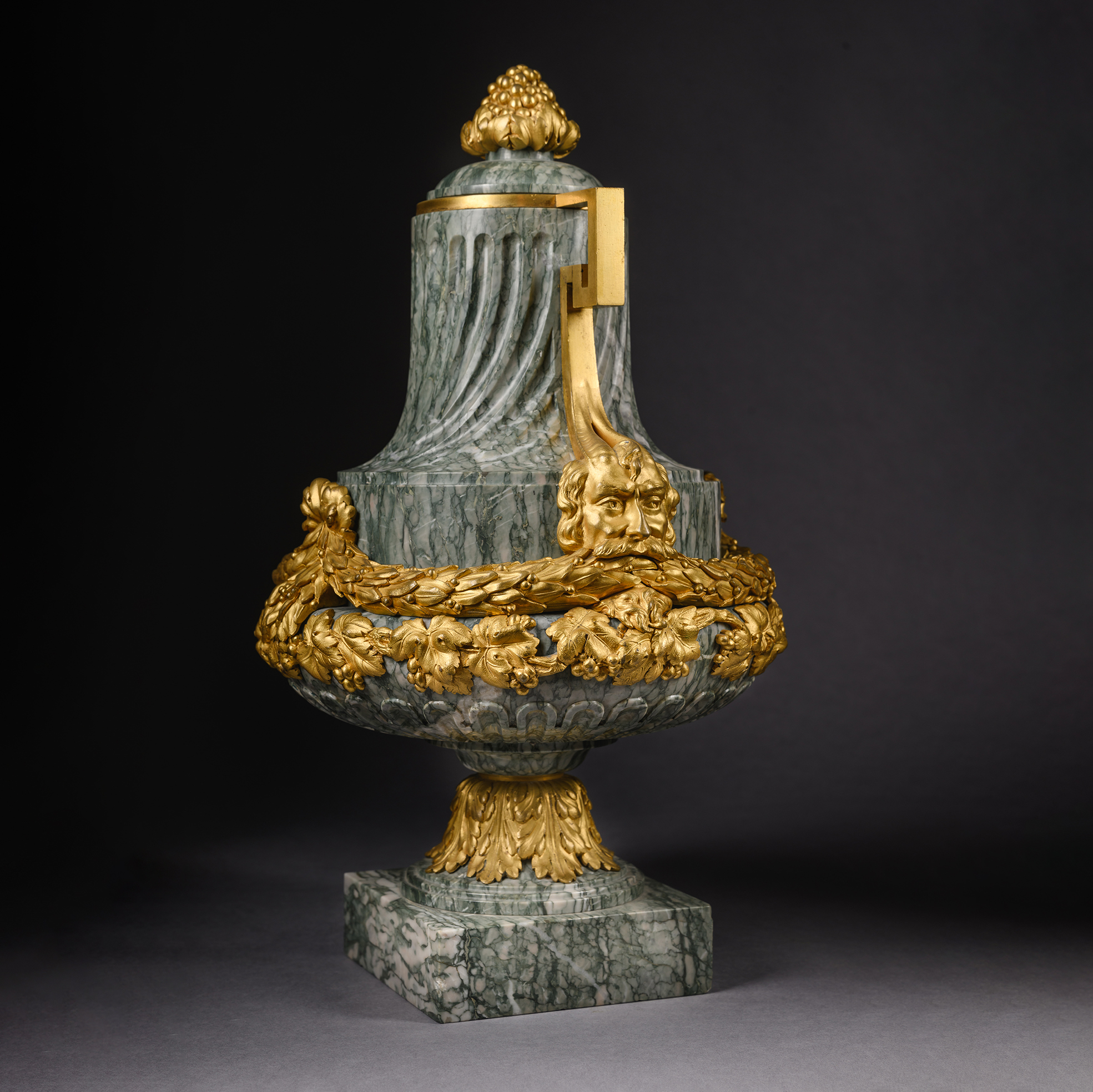 A Pair Of Louis XVI Style Gilt-Bronze Mounted Green Marble Vases - Image 6