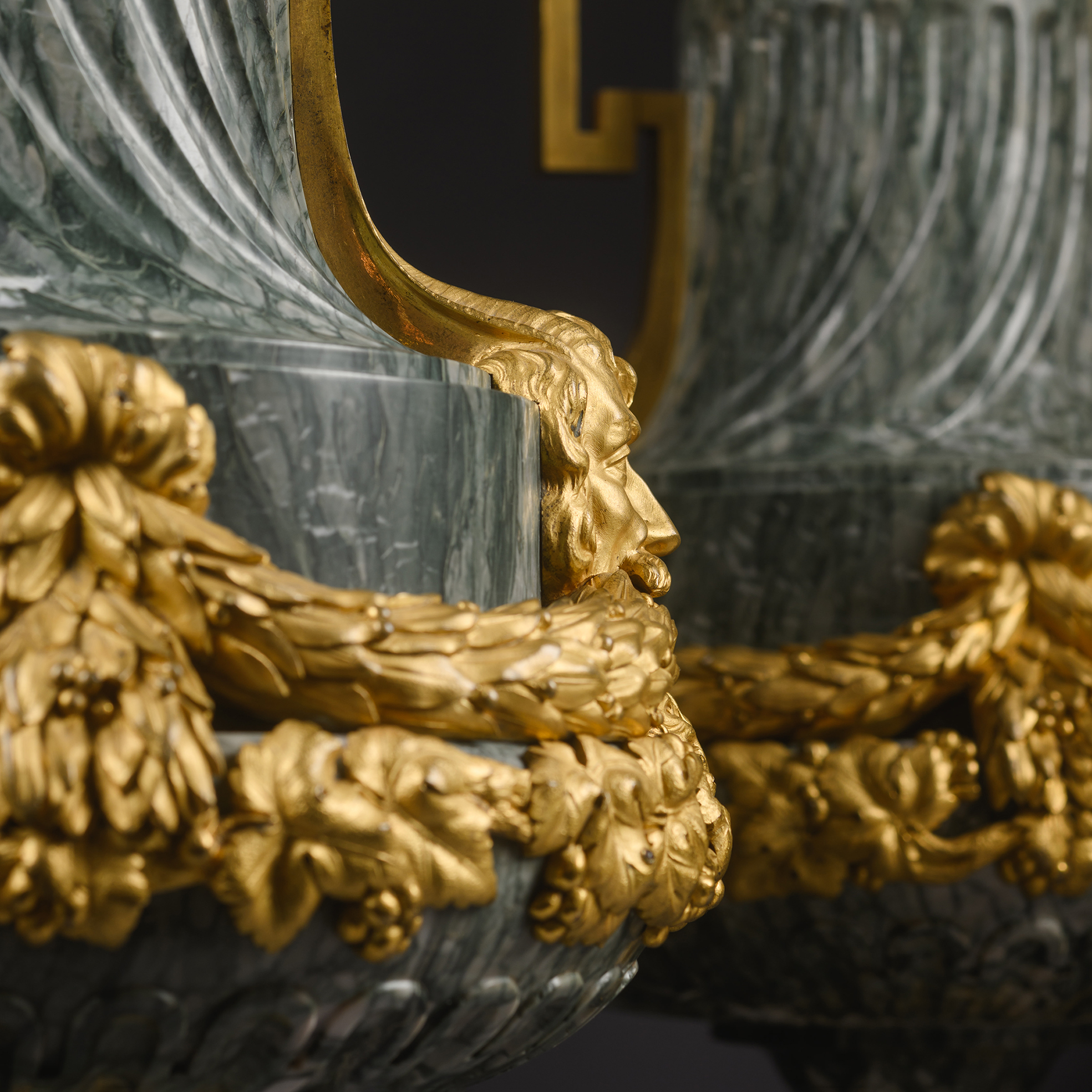 A Pair Of Louis XVI Style Gilt-Bronze Mounted Green Marble Vases - Image 9