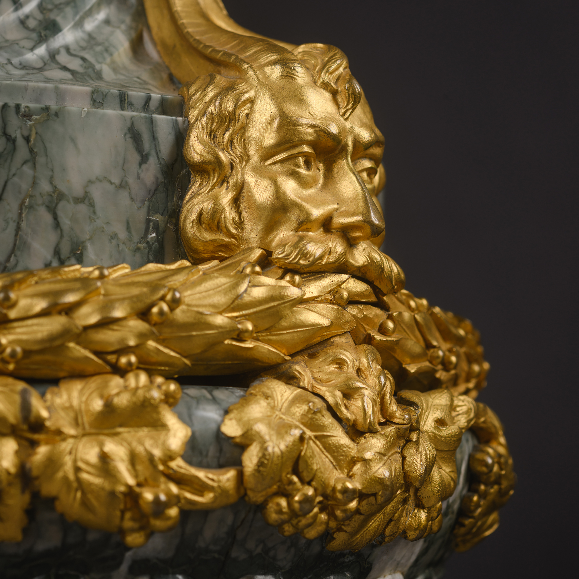 A Pair Of Louis XVI Style Gilt-Bronze Mounted Green Marble Vases - Image 2