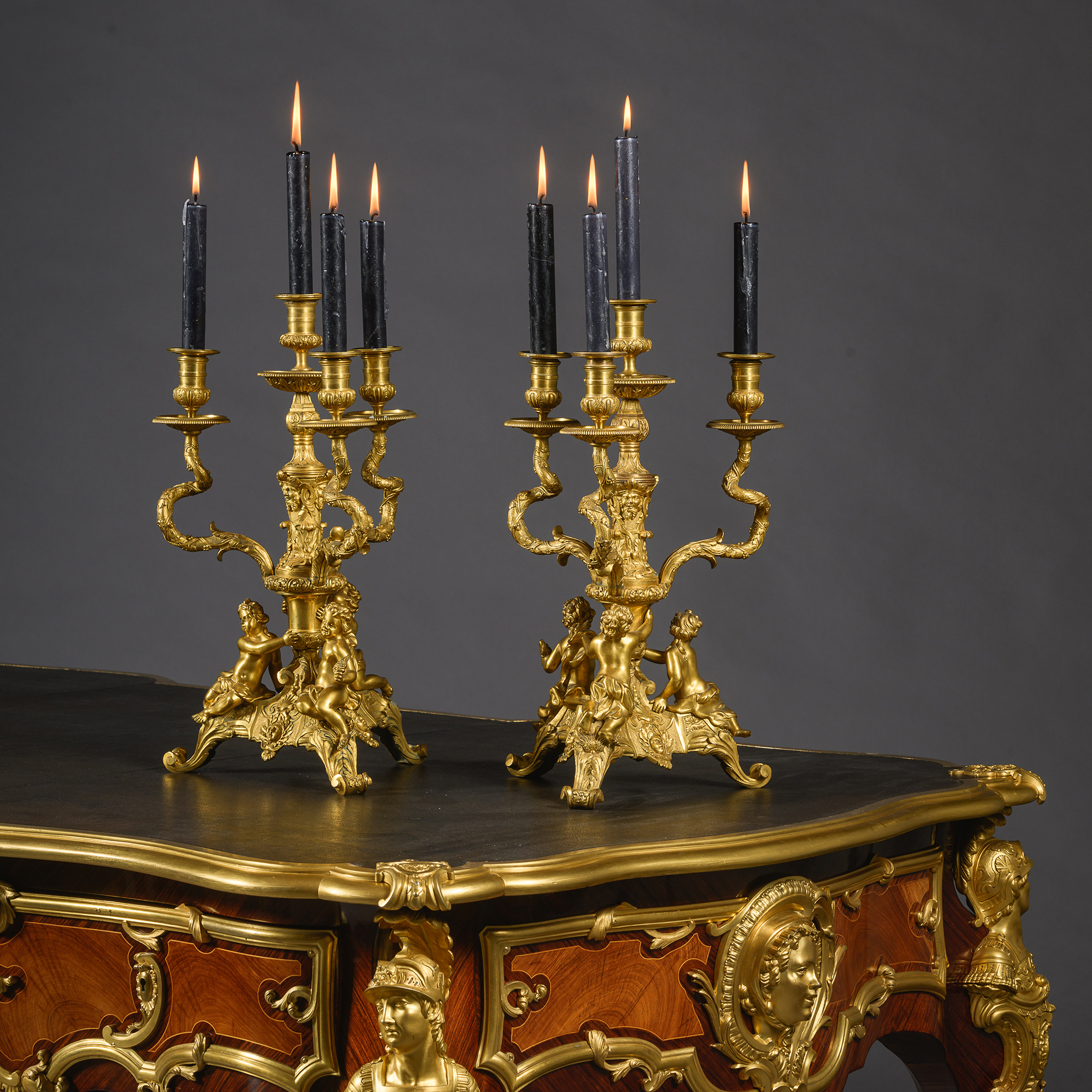 A Fine Pair of Regence Style Gilt-Bronze Figural Candelabra - Image 2