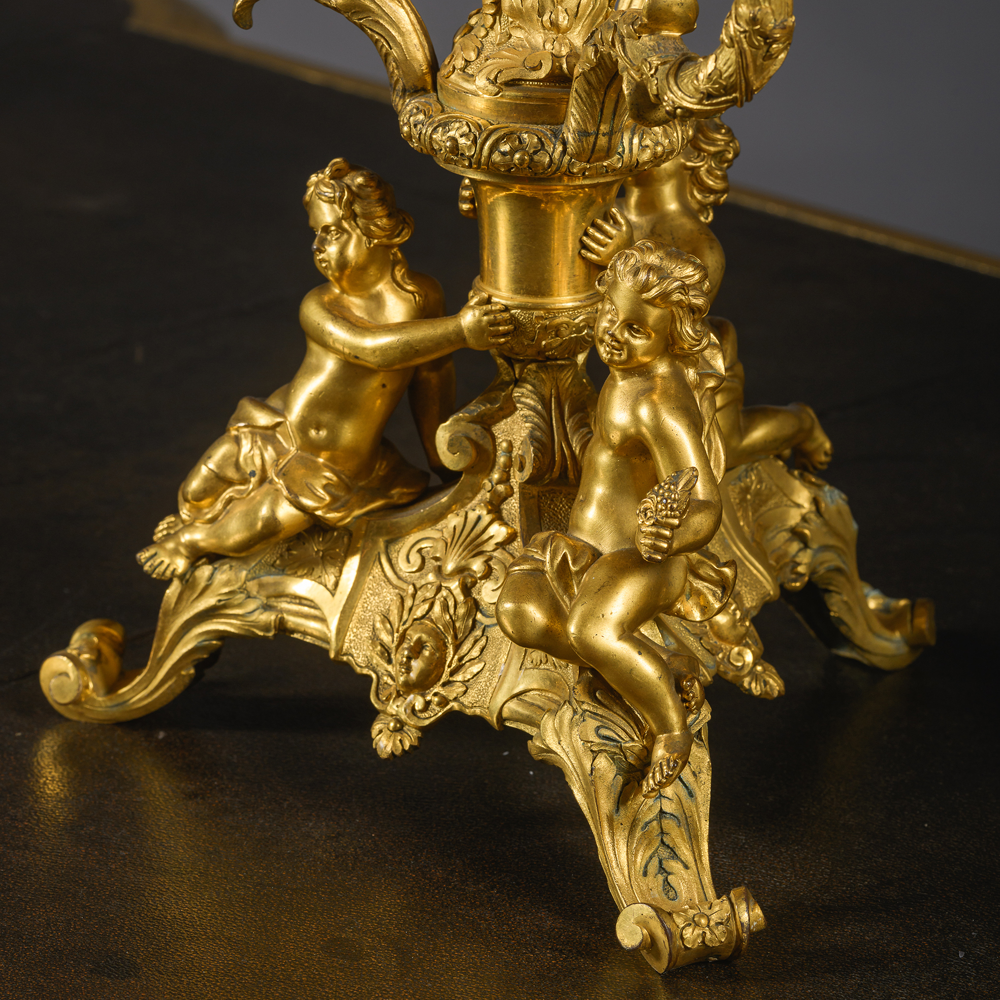 A Fine Pair of Regence Style Gilt-Bronze Figural Candelabra - Image 3