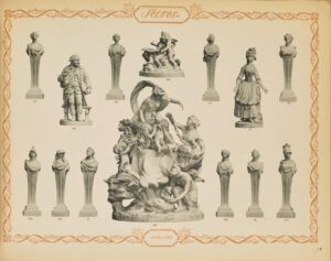 Lithographic print of Sèvres term figures 
