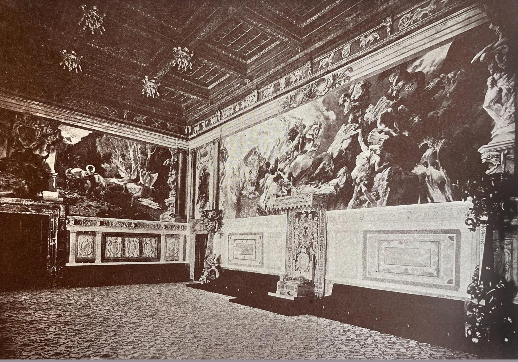 The throne room of Palazzo Caffarelli, Rome, showing the murals by Hermann Prell (1854-1922)