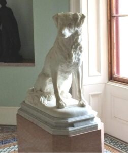 Lifesize marble statue of Noble the collie dog by Sir Joseph Edgar Boehm