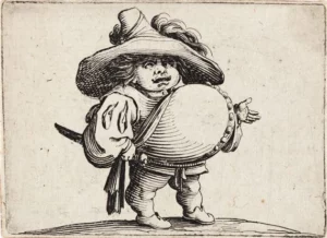 FIgure from 'Varie Figure Gobbi, suite appelée aussi Les Bossus, Les Pygmées, Les Nains Grotesques'. Jacques Callot, 1616-22