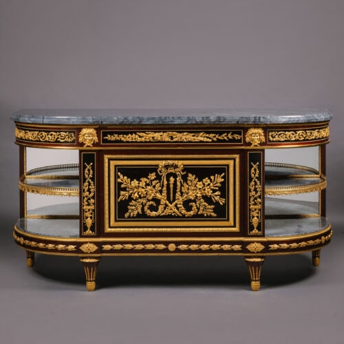 A Louis XVI Style Gilt-Bronze Mounted Mahogany and Ebonised Commode à l'Anglaise for sale at Adrian Alan Ltd
