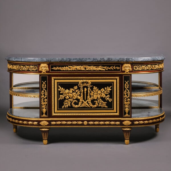 A Louis XVI Style Gilt-Bronze Mounted Mahogany and Ebonised Commode à l'Anglaise for sale at Adrian Alan Ltd