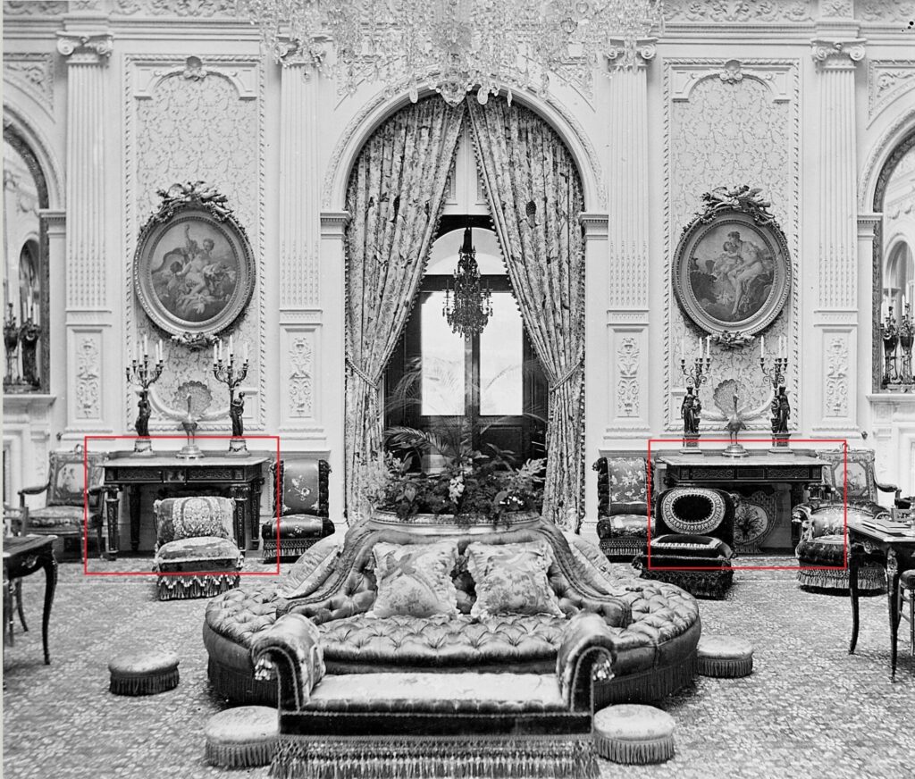 The present tables in the Central Hall at Halton House,circa 1888