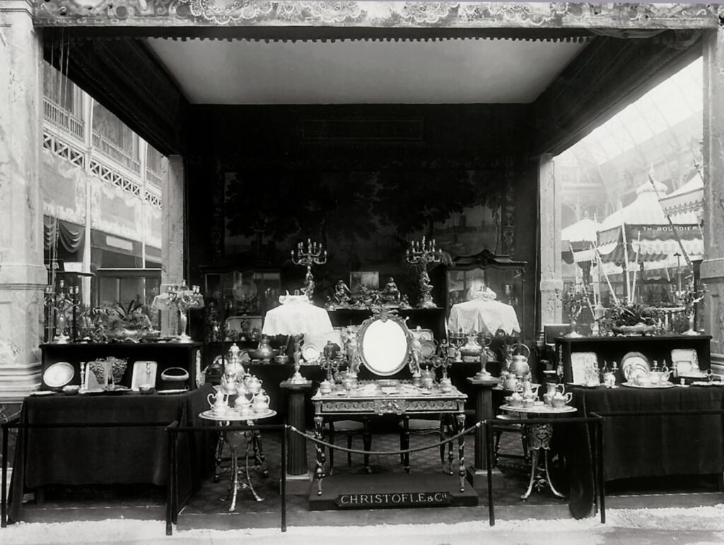 The Christofle stand, Exposition des Arts de la femme, Union Centraile des Arts Décoratifs, Paris, 1891.