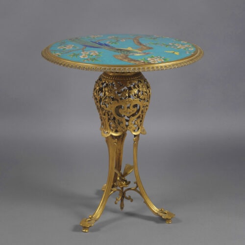 A ‘Japonisme’ Gilt-Bronze and Cloisonné Enamel Guéridon. By Christofle & Cie, The design attributed to Émile Reiber and Édouard Lièvre. The enamel attributed to Antoine Tard. ©Adrian Alan Ltd