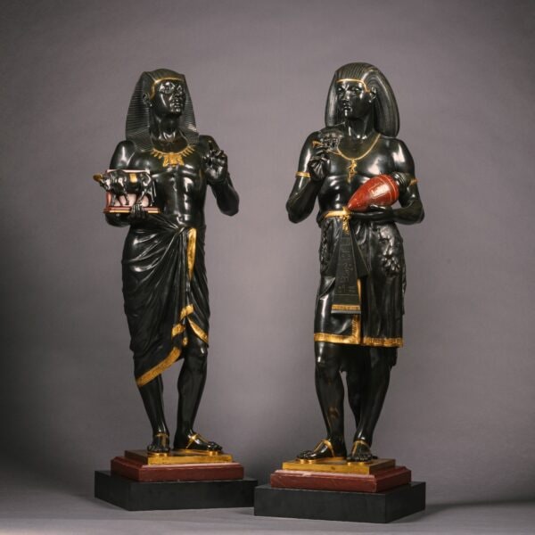 Emile Louis Picault (French, 1833-1915), A Pair of Patinated Bronze Figures Of The Egyptian High Priest 'Pastophore' and The Egyptian Scribe 'Hierogrammate'