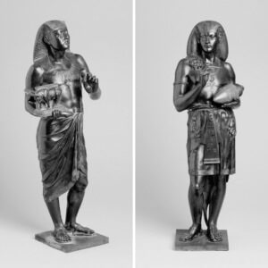A pair of figures of the same size and edition, in the collection of Aberystwyth University School of Art Museum and Galleries.