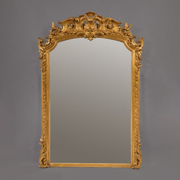 A Napoleon III Giltwood and Gilt-Gesso Overmantel Mirror