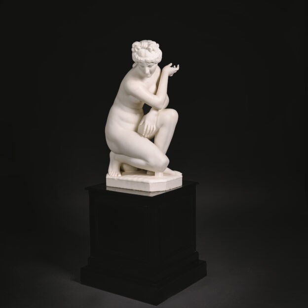 A Fine Statuary Marble Figure of 'The Crouching Venus' After the Antique. By Pietro Bazzanti, Florence
