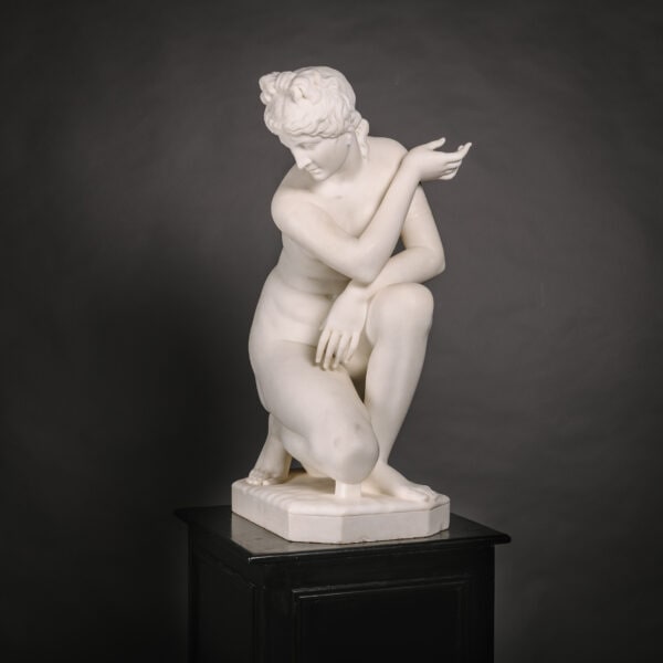 A Fine Statuary Marble Figure of 'The Crouching Venus' After the Antique. By Pietro Bazzanti, Florence.