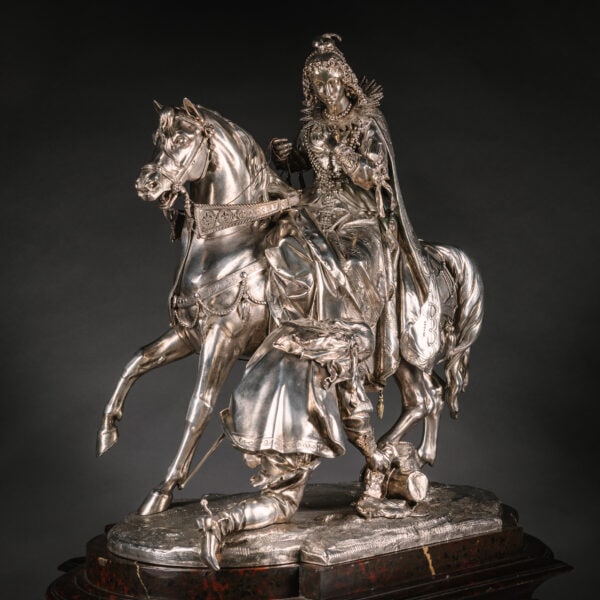 &#039;Queen Henrietta Maria &amp; Prince Rupert of The Rhine at Edge Hill&#039; An Important Victorian Silver Sculptural Group By Elkington &amp; Co.