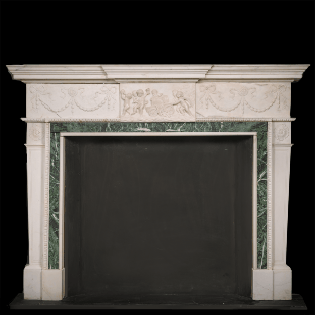 An Important George III Style Carved White Marble Fireplace