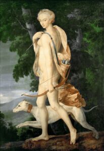 Painting of Diana the Huntress, School of Fontainebleau, 1550s 