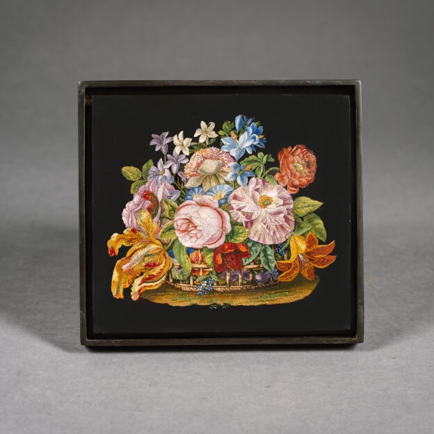 A Roman Micromosaic Plaque Depicting a Basket of Flowers