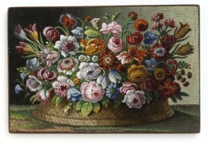 Micromosaic plaque with basket of flowers, Rome, ca.1825 - 1830