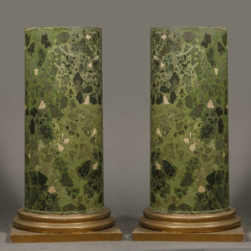 A Pair of Large Green Scagliola Pedestals