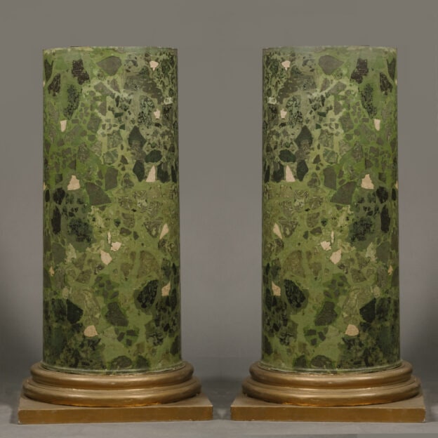 A Pair of Large Green Scagliola Pedestals