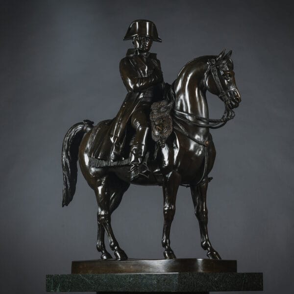 A Large Patinated Bronze Sculpture of Emperor Napoleon on Horseback, Cast by Susse Frères, Paris, From the Model By The Comte de Nieuwerkerke (1811-1892)